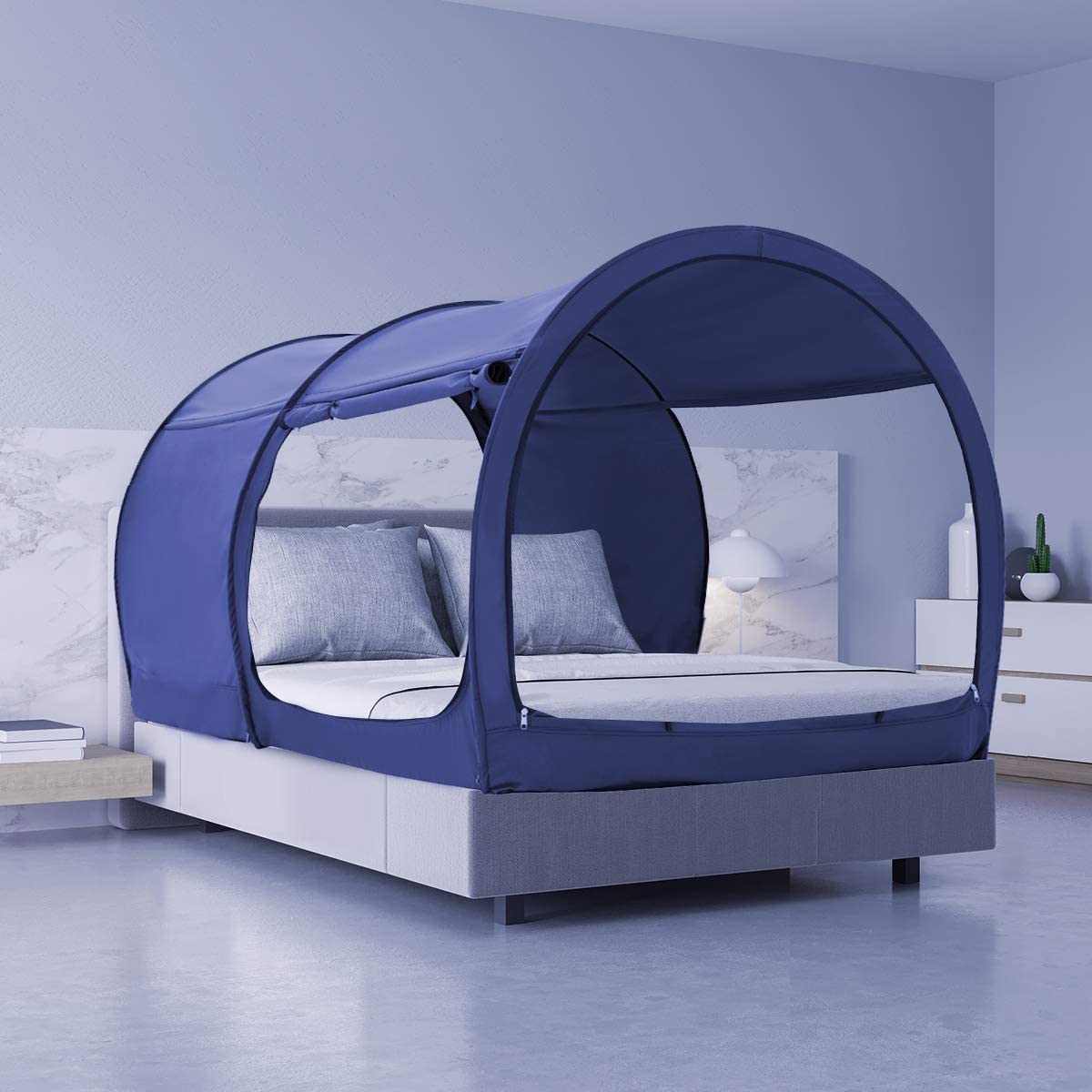 LEEDOR Tente de lit de rêve - Abri de lit - Chaude, respirante - Pour  enfants et adultes - En attente de brevet - Bleu marine (matelas non  inclus) : : Maison